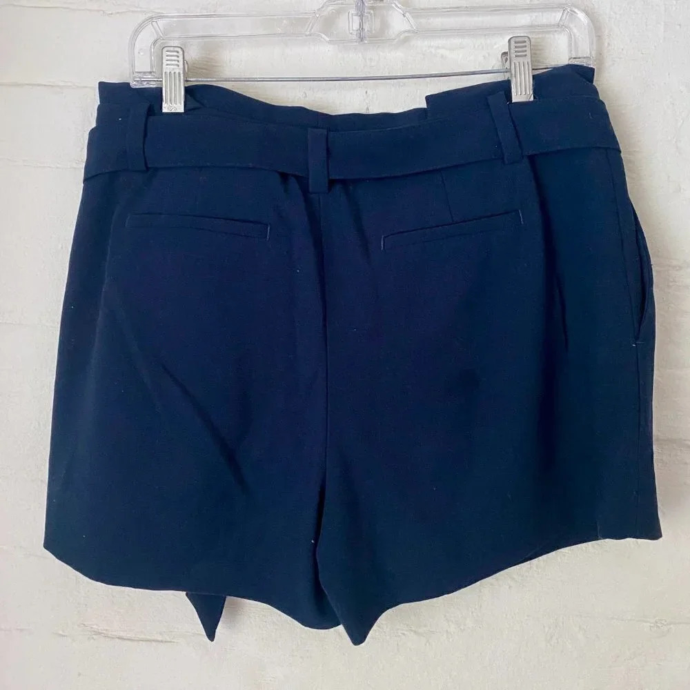 Banana Republic Midrise Tie Waist Paper Bag Shorts Navy 6 - Picture 4 of 10
